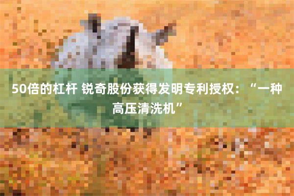 50倍的杠杆 锐奇股份获得发明专利授权：“一种高压清洗机”